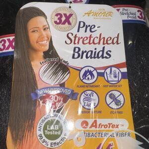 AfroTex 3X Pre-Stretched Braids synthetic hair extensions in color 1B